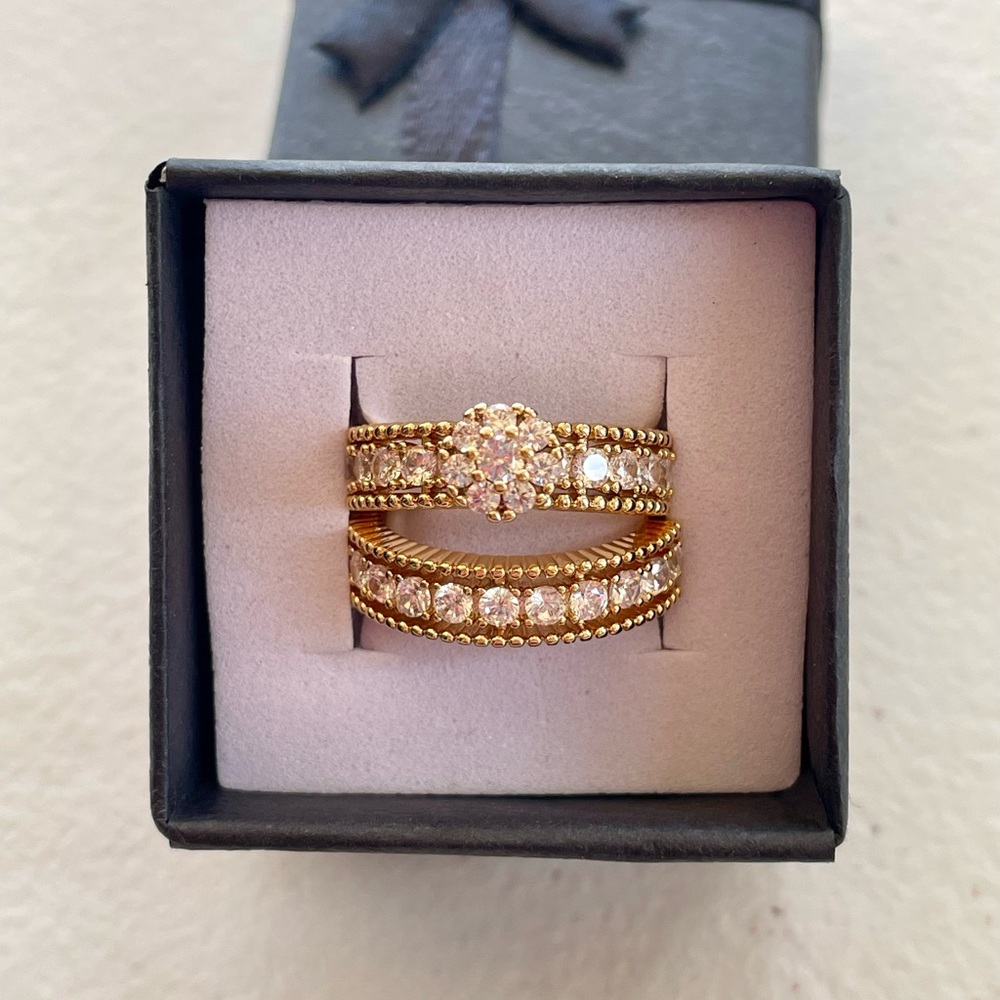 18k Gold Plated Eternity Band Rings Size 8.5-8.75